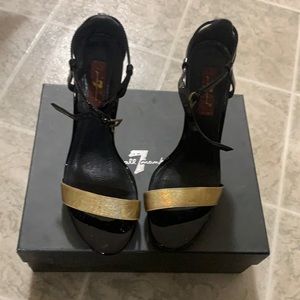 Black and gold heels